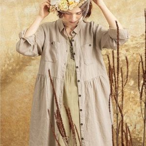 NWT Gudrun Sjoden Karen Shirt XL Artist Blouse Natural Hemp Color Retail $108